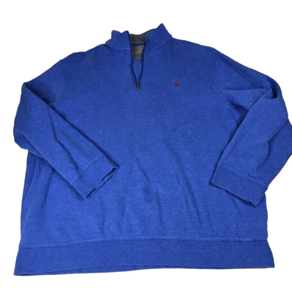 Polo Ralph Lauren Performance 1/4 Zip‎ Pullover Blue Size Mens XXL Golf Cotton